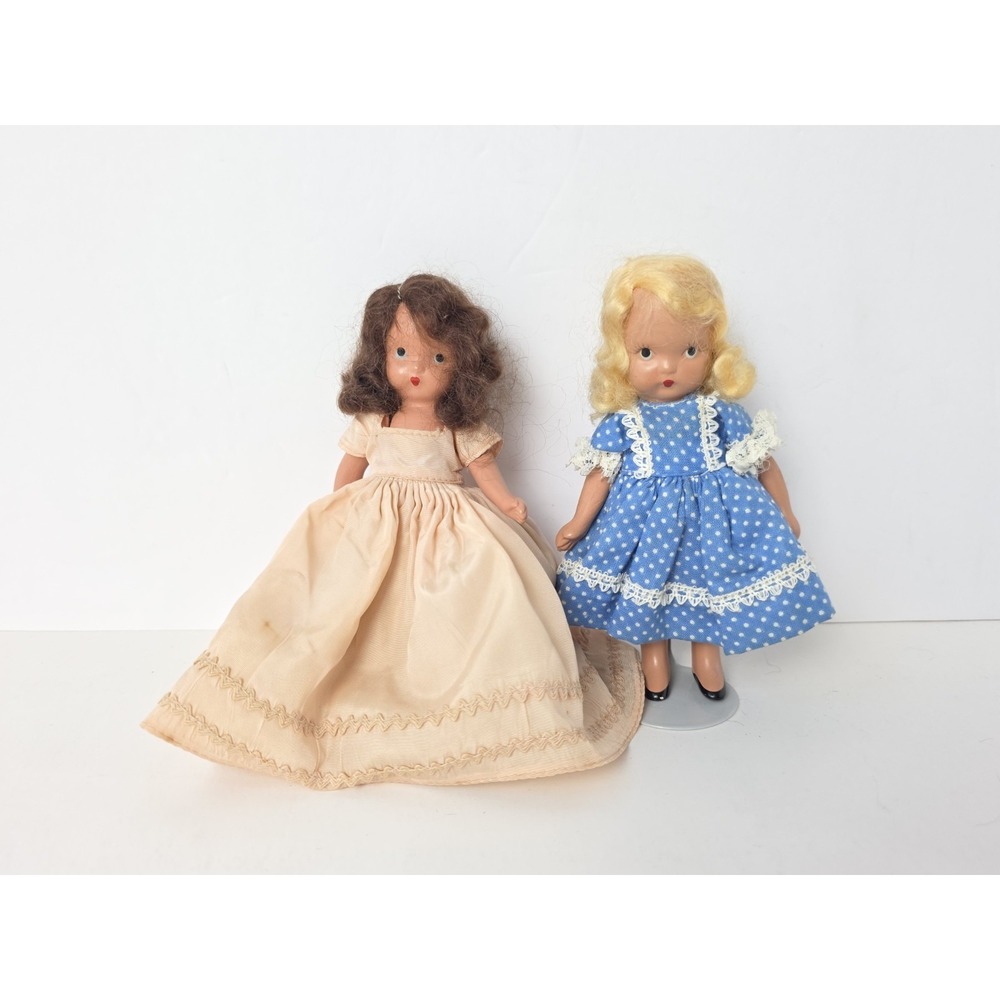 Vintage Nancy Ann Storybook Doll Frozen legs pair blonde brunette pink blue